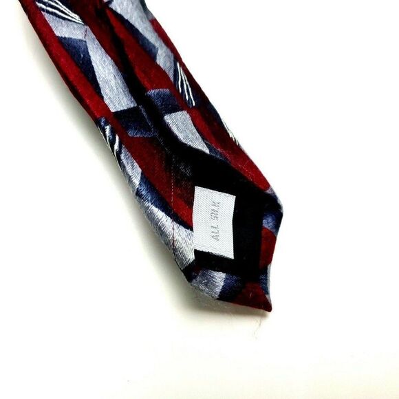 Pierre Cardin Silk Tie Print Red Geometric Wide - Picture 4 of 6